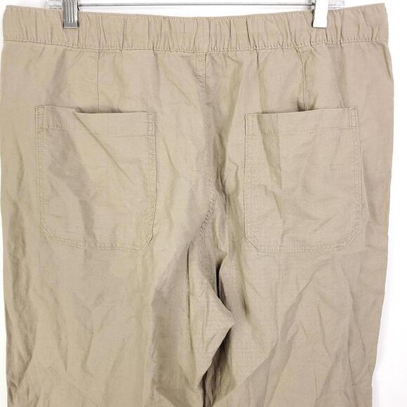 HM Pants Womens Large Relaxed Fit Ankle Tan Pull On Drawstring Waist Coastal - Picture 7 of 11